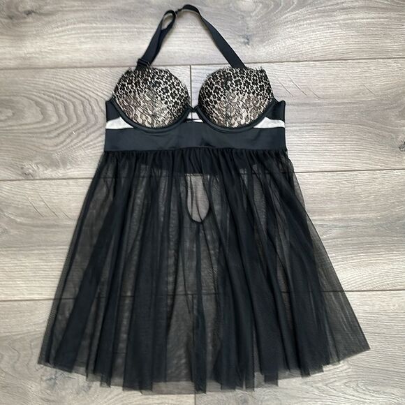 Victoria’s Secret Black Lace Babydoll‎ Slip Size 32B - Picture 3 of 8